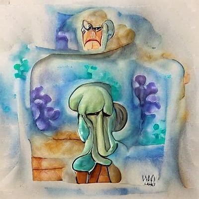 Squidward’s Lament watercolor