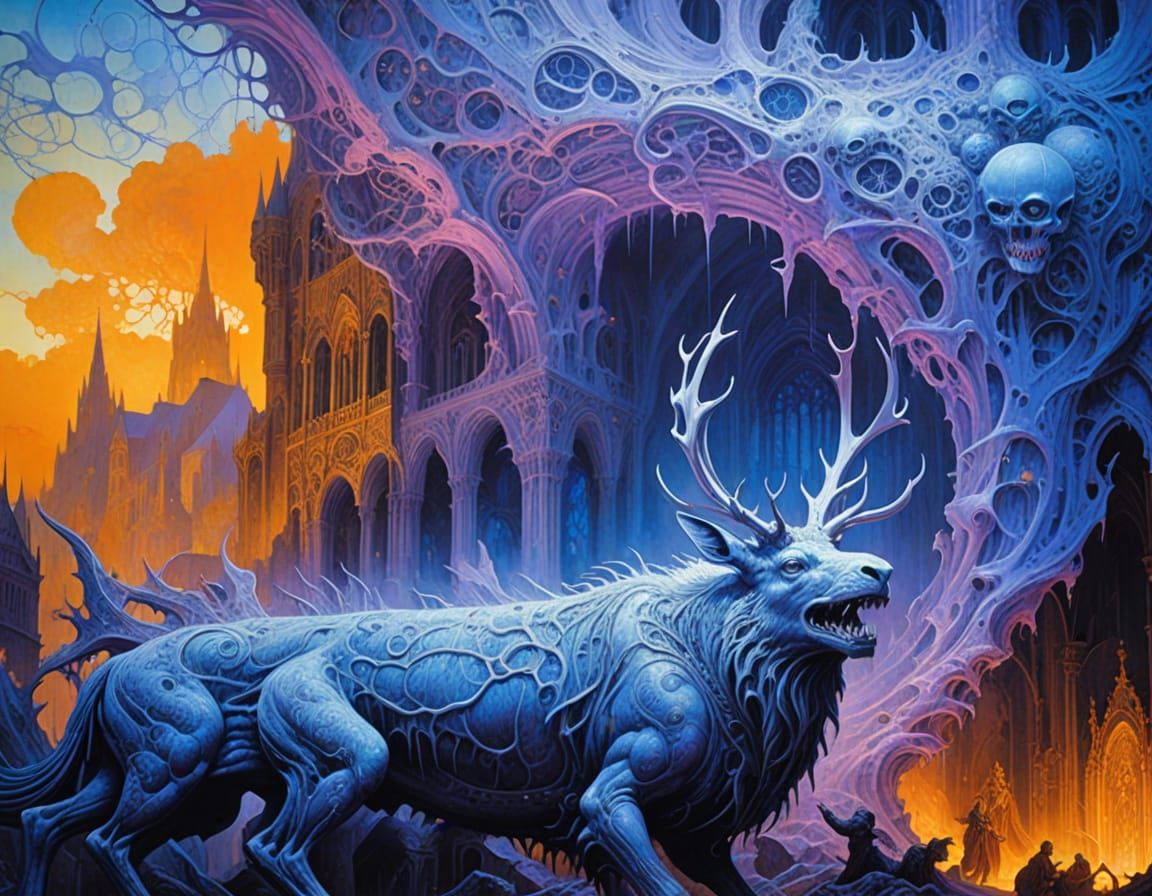 Surreal Fantasy Painting in Rich, Oil-Brushed Colors