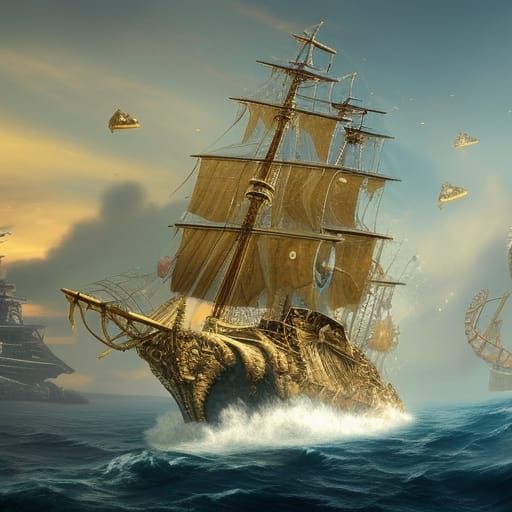 Galleon of gold down ocean