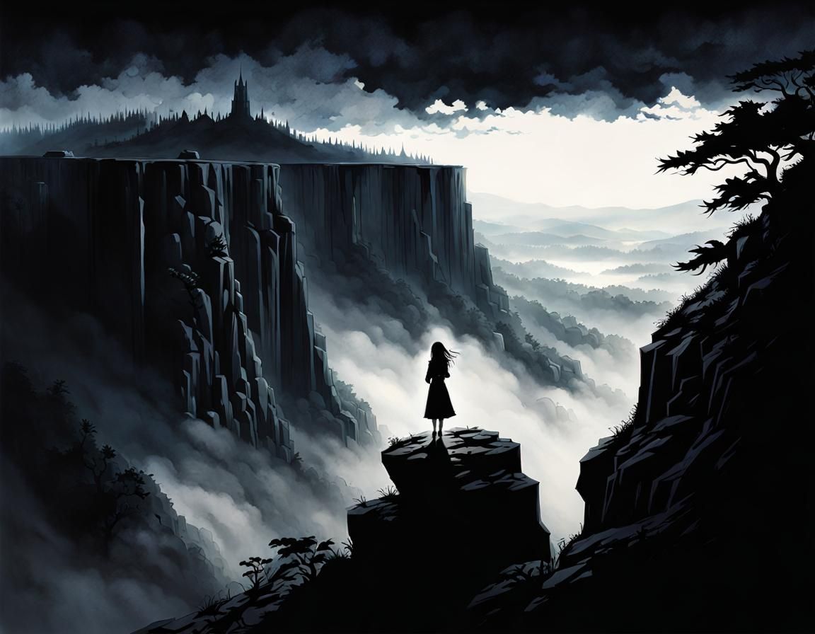 The girl contemplating a sea of clouds