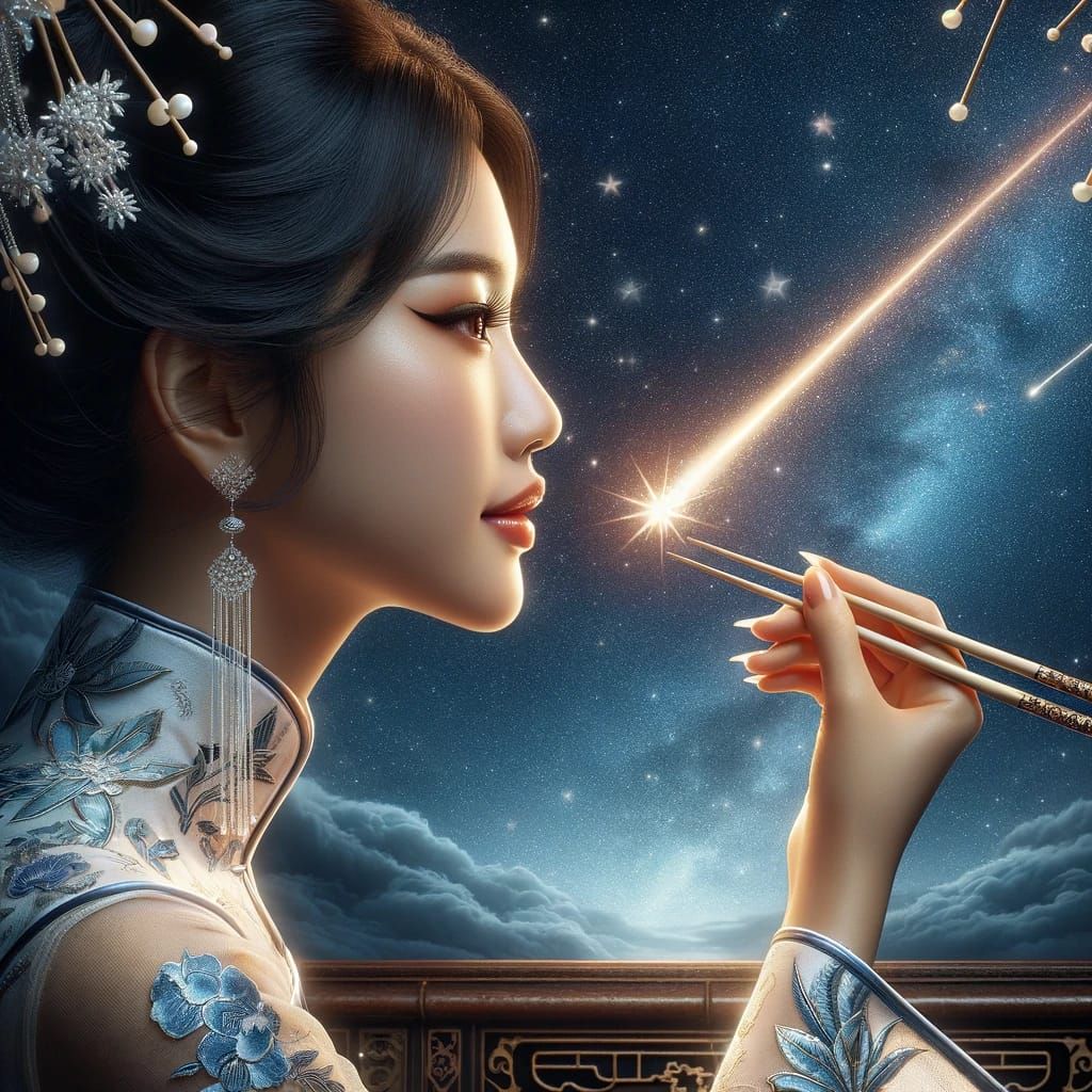 Catching A Lucky Star with Chopsticks