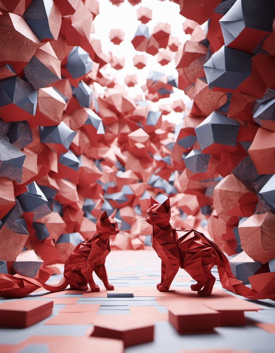Origami Kitties In Their Own World