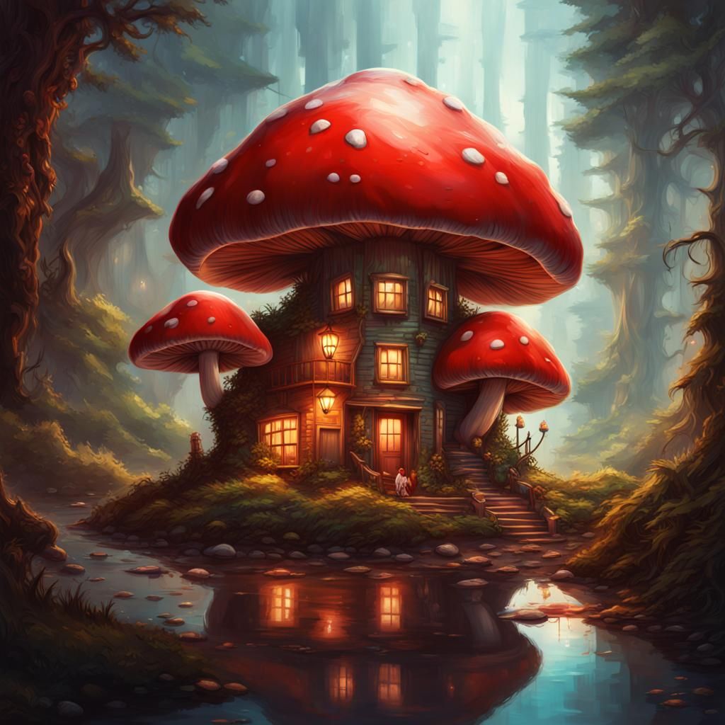 Red Mushroom Hotel Amongst Pixies in Splash Art