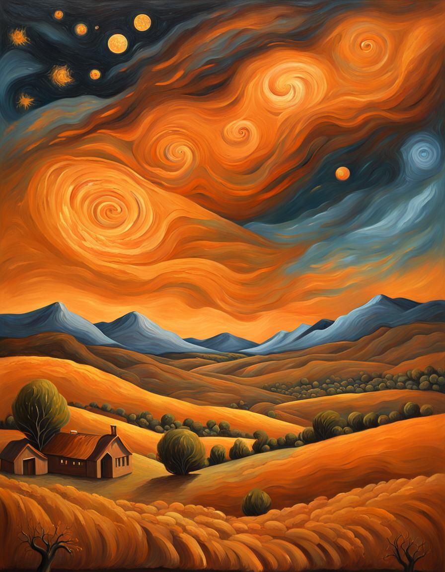 Orange Van Gogh's Landscape 2  by @AsfK