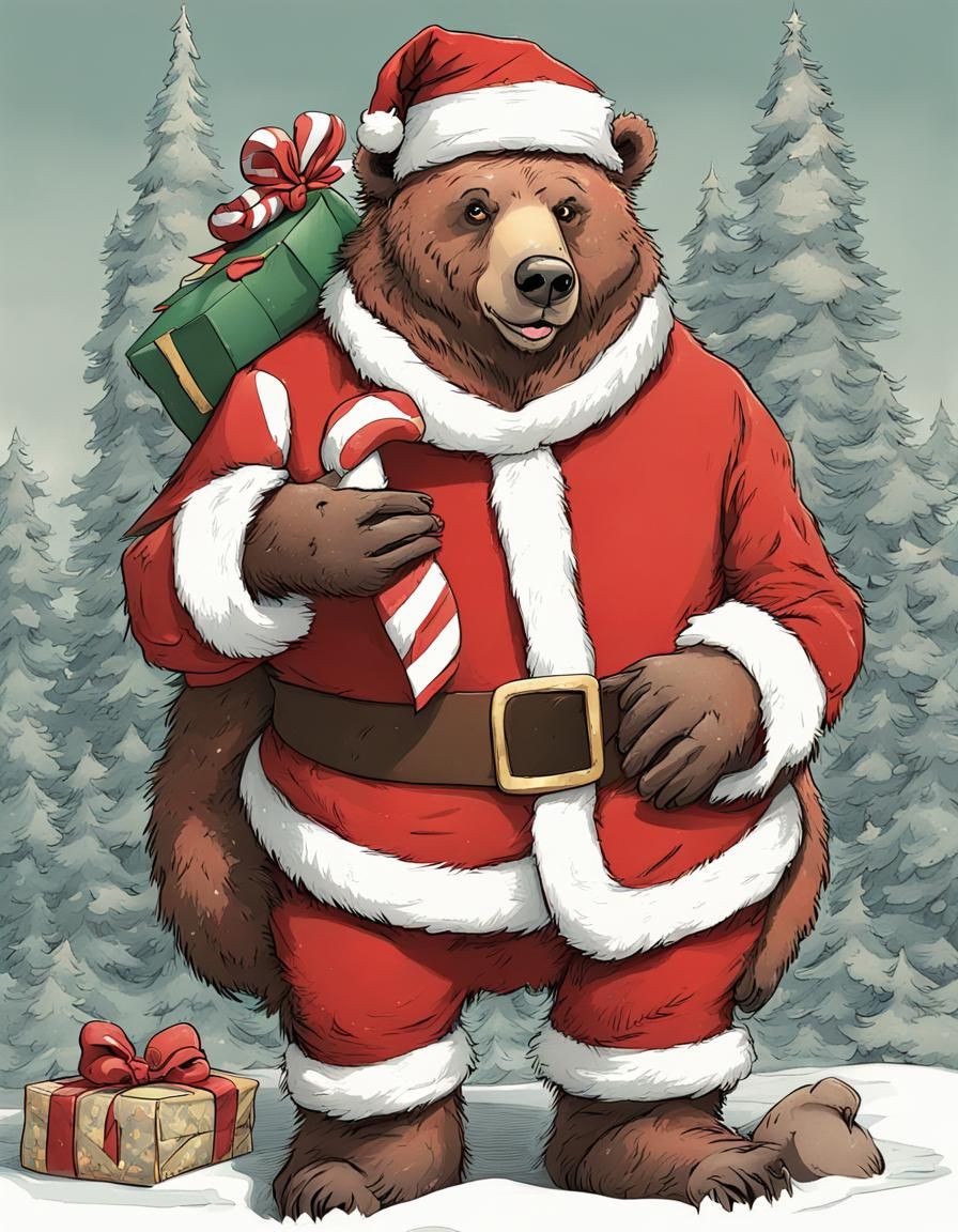 Santa Claus bear AI Generated Artwork NightCafe Creator