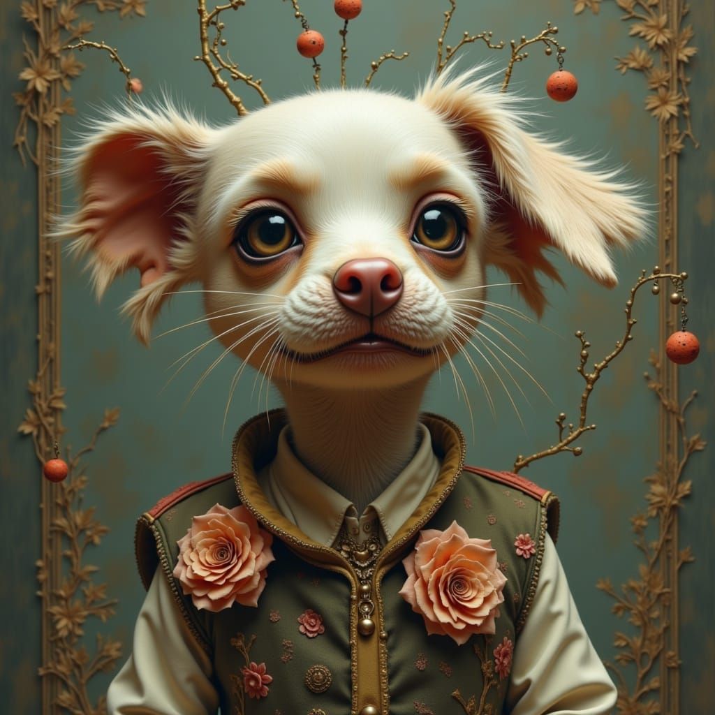 <lora:Baroque Quirky Flux:1.0> dog