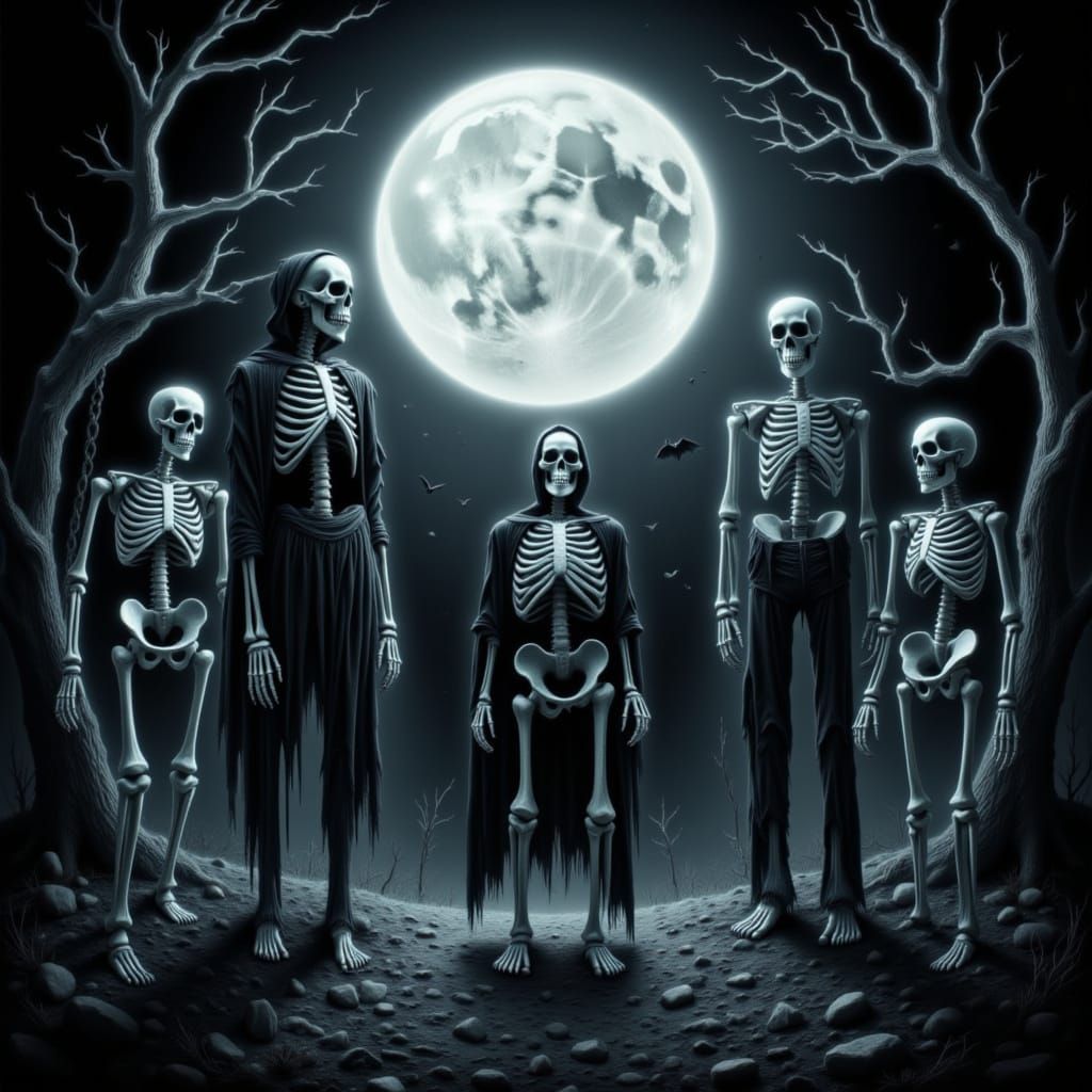 <lora:Spooky Skeletons:1.0> Spooky skeletons,x-ray, full moon,