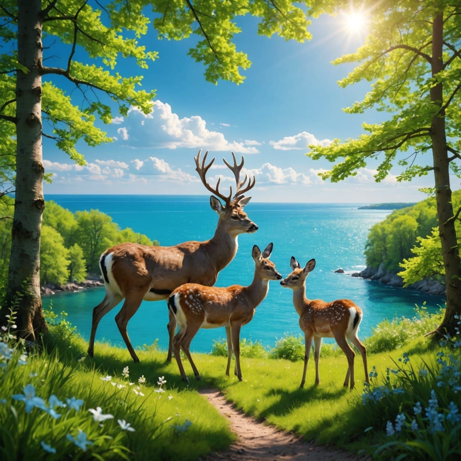 A dear family Look at the sea♡