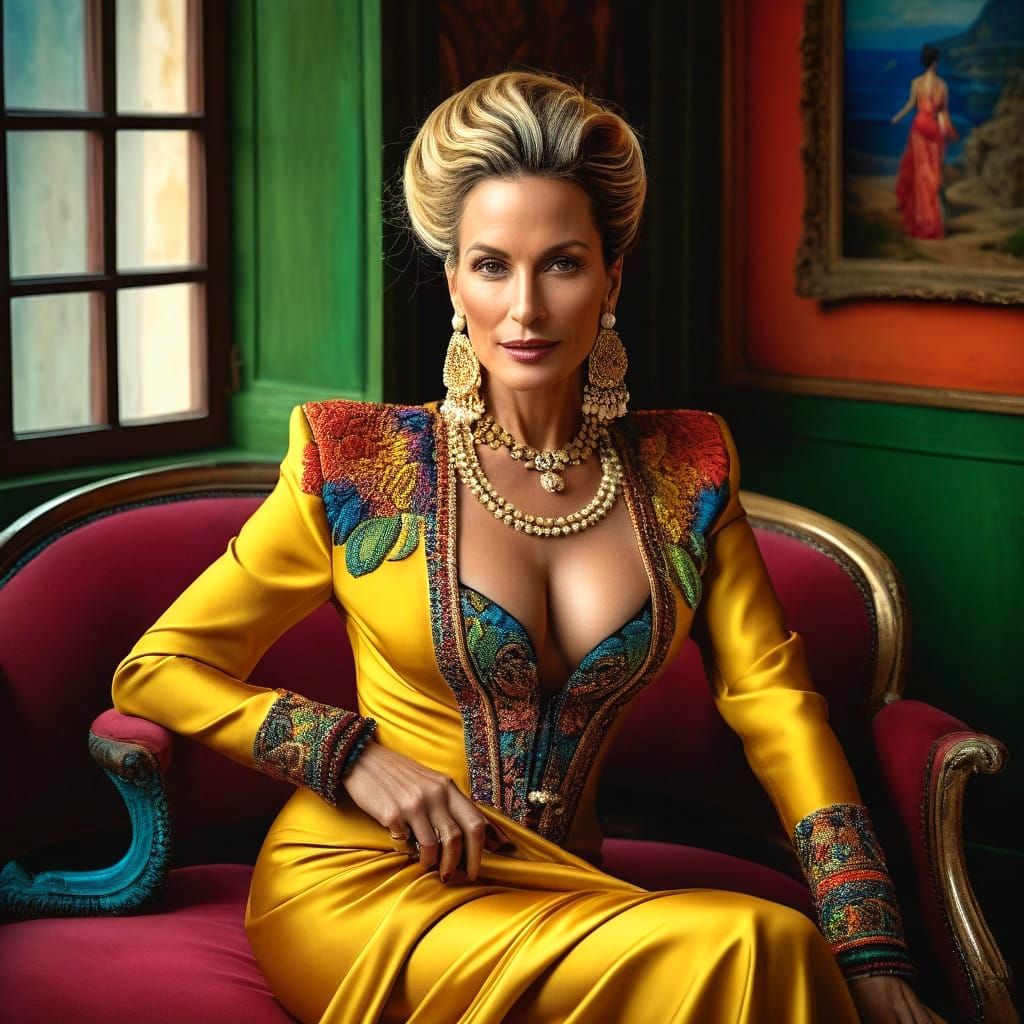 Sophisticated Lady in Exotic Haute Couture