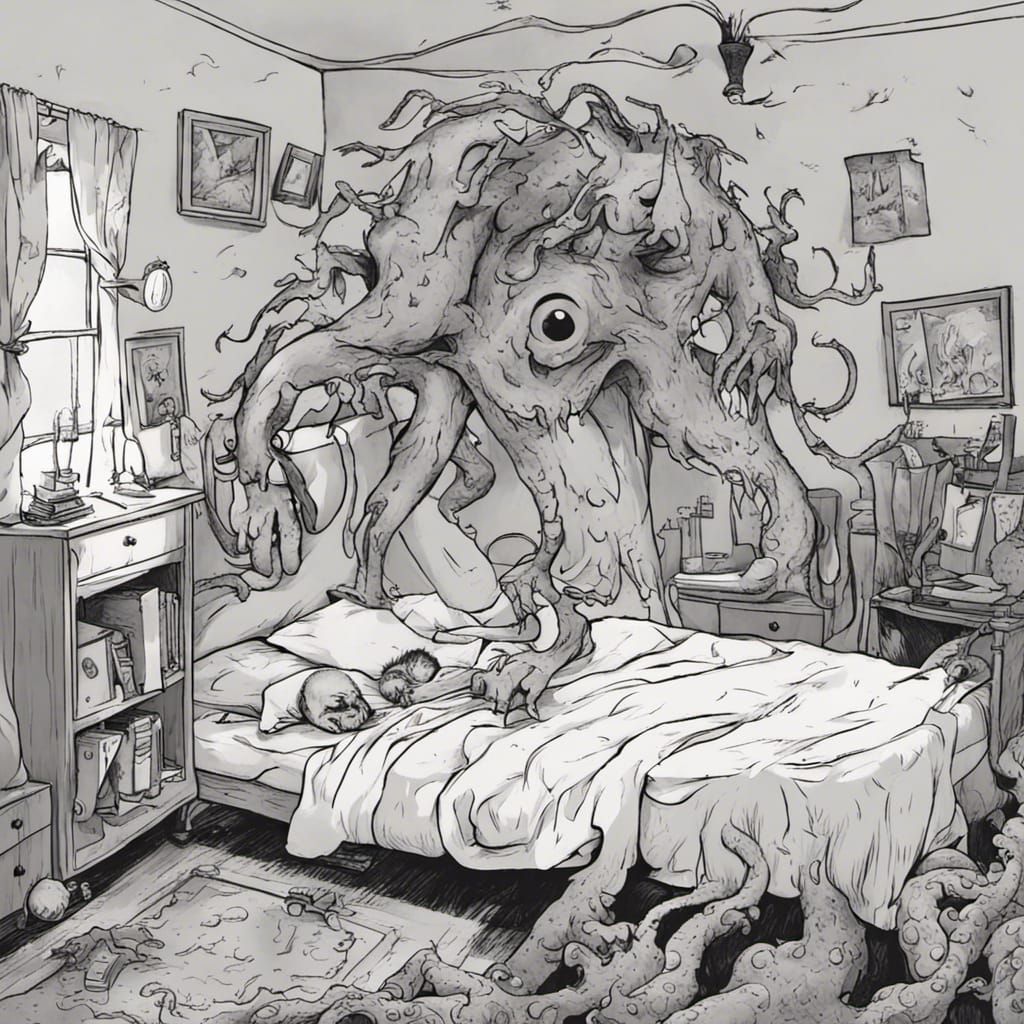 Monsters under my bed and in my head. AI Generated Artwork