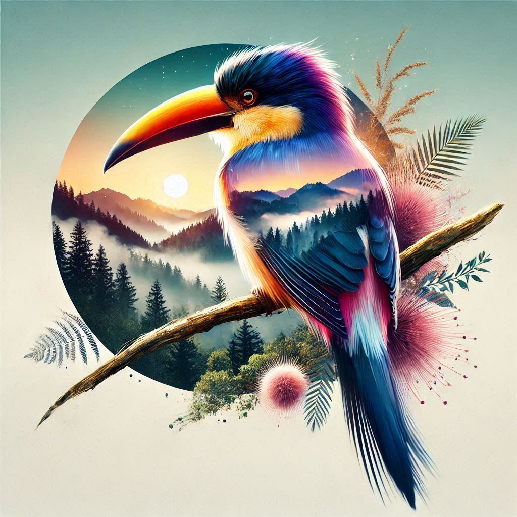 double exposure beautiful fantasy DALL-E 3 portrait landscape..