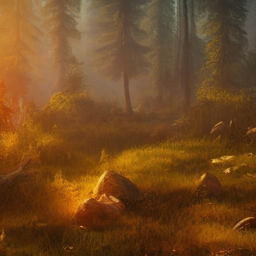 rural forest in golden hour