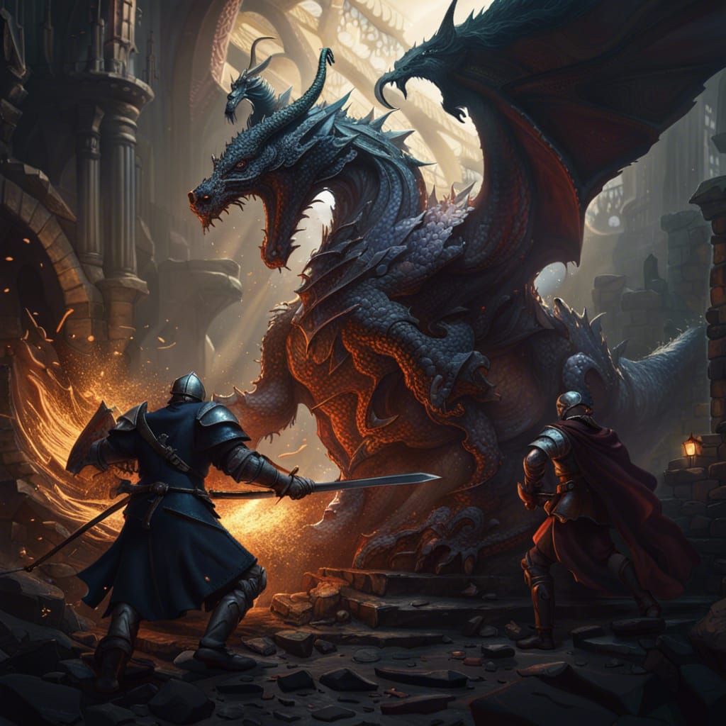 A medieval knight fighting a dragon - AI Generated Artwork - NightCafe ...