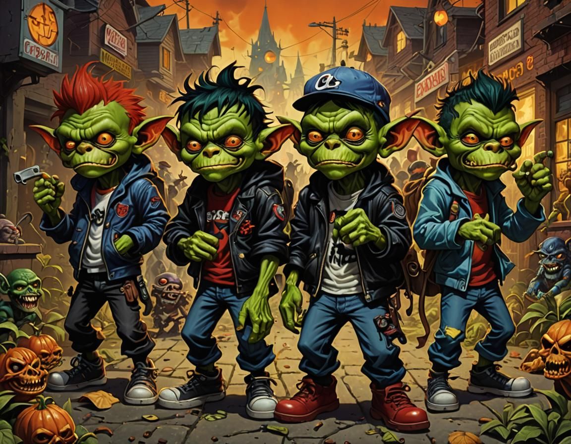 gangsta goblins at halloween - AI Generated Artwork - NightCafe Creator