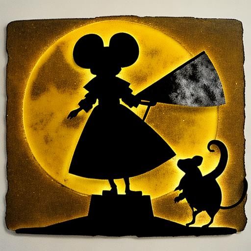 Silhouette of mouse, silhouette of cheese 
Silhouette art by...