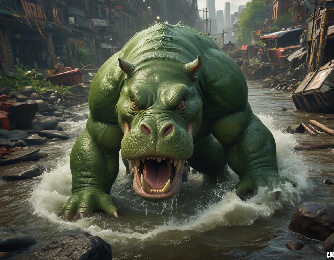 Come on.... who upset Harry the Hulk Hippo again? - AI Generated ...