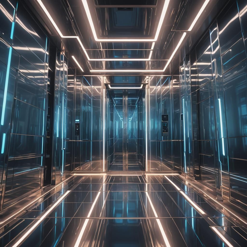 Futuristic Endless Elevator in Tron-Inspired Style