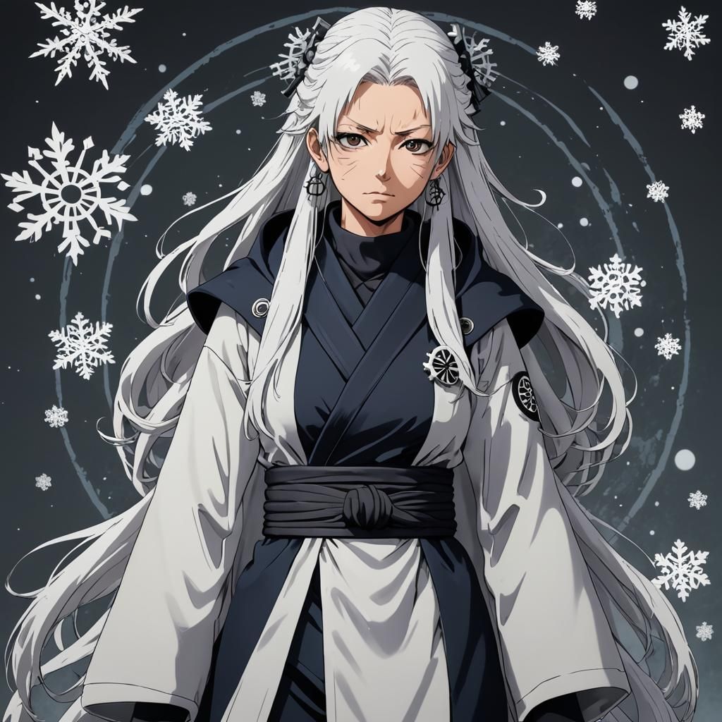 full body portrait of a jujutsu kaisen themed mother character,she is from  the inumaki clan and she has long white hair and white lashes wit... - AI  Generated Artwork - NightCafe Creator