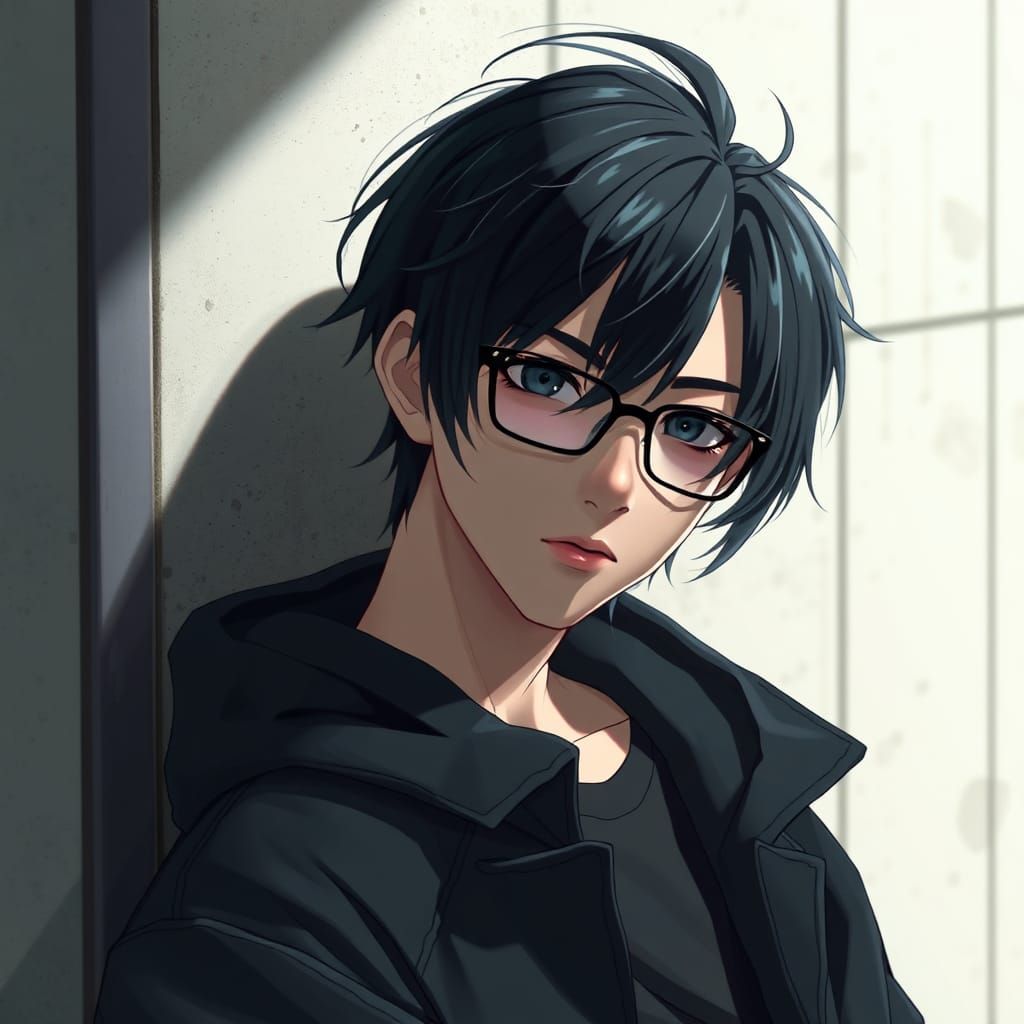 Loner with Glasses in 3D Anime Style