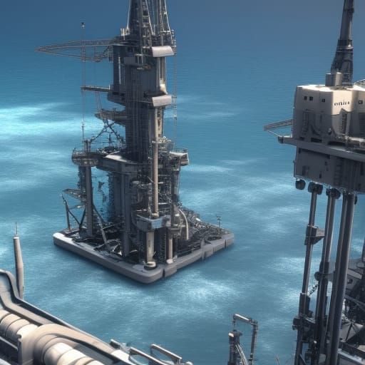 WW3 in the ocean at an oil rig