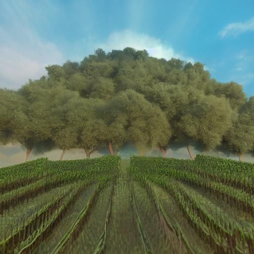 Hill, olive groves, vineyards, oaks, firs, in the light of d...