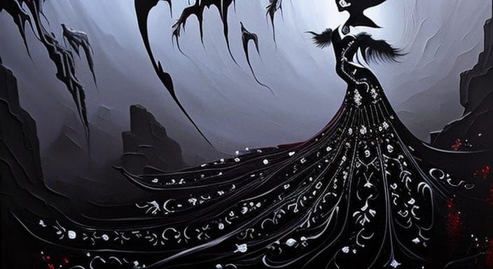 "Paint It, Black" dark fantasy masterpiece in the style of t...