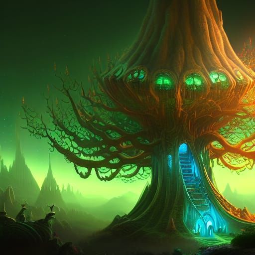 Alien Bioluminescent Treehouse