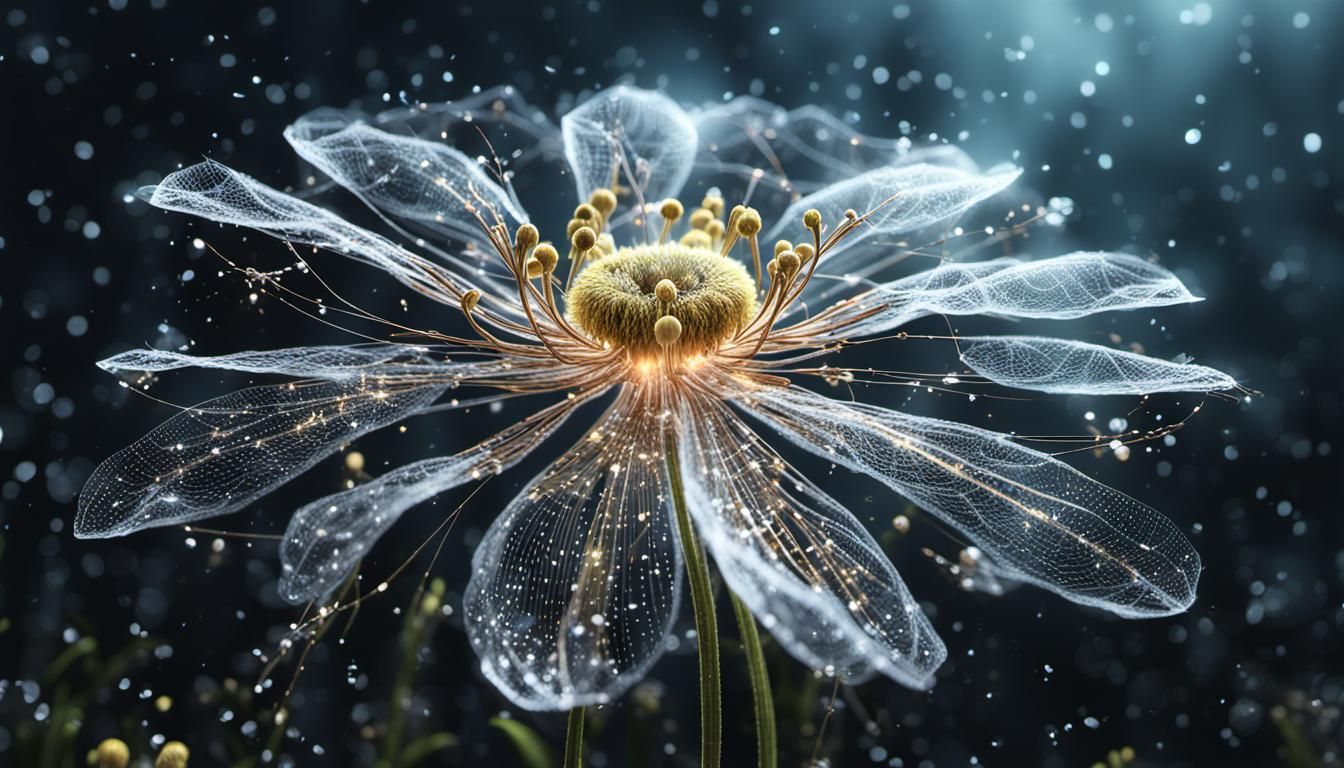 Ethereal, delicate flower made of delicate glittering silken webs   by @Dorian