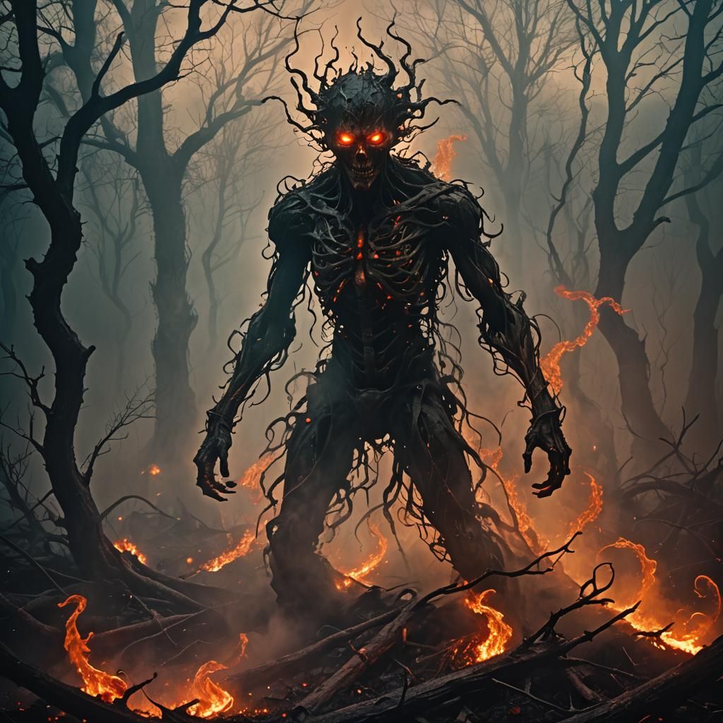Eerie Figure Rises in Dark Fantasy Art Style