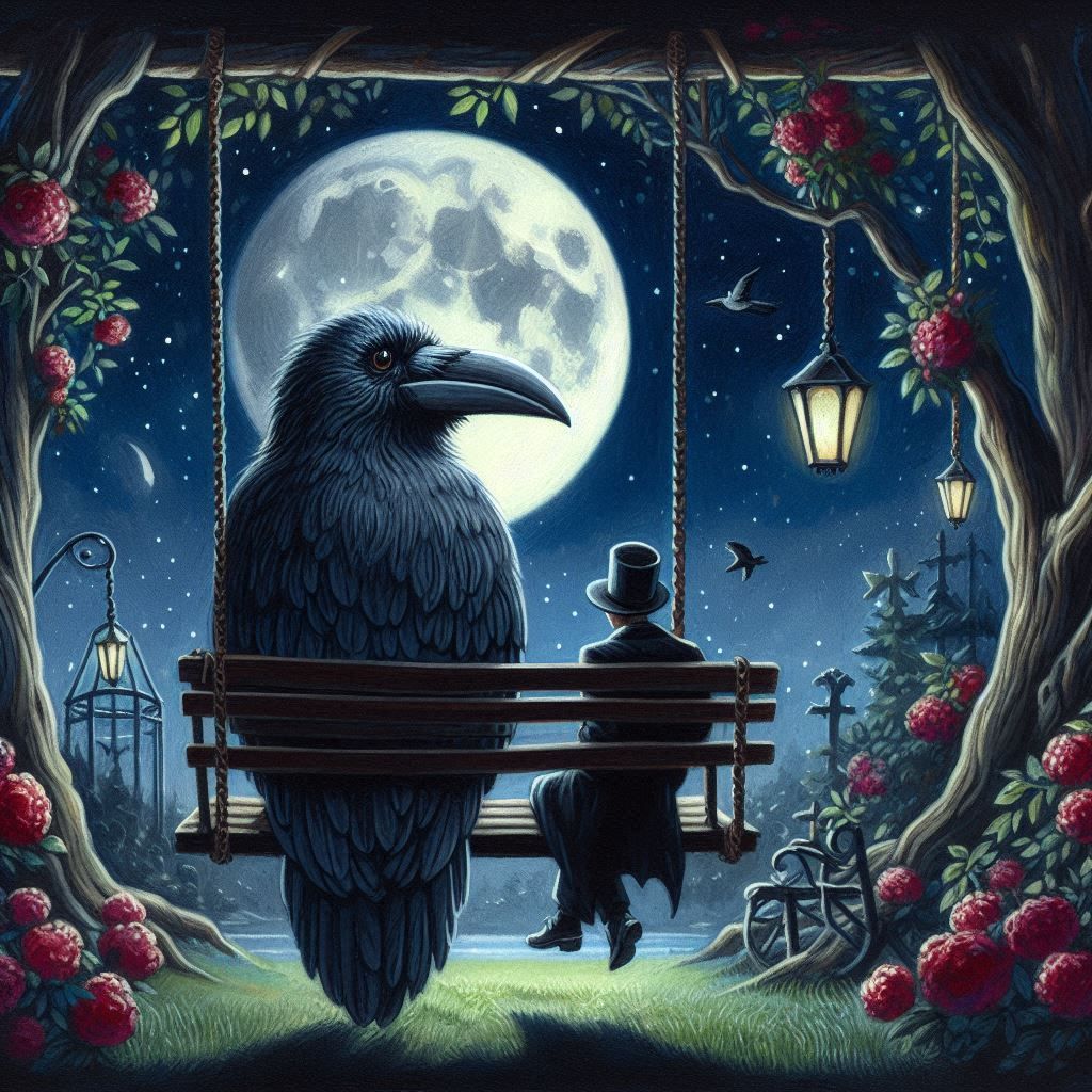 Raven in the moonlight