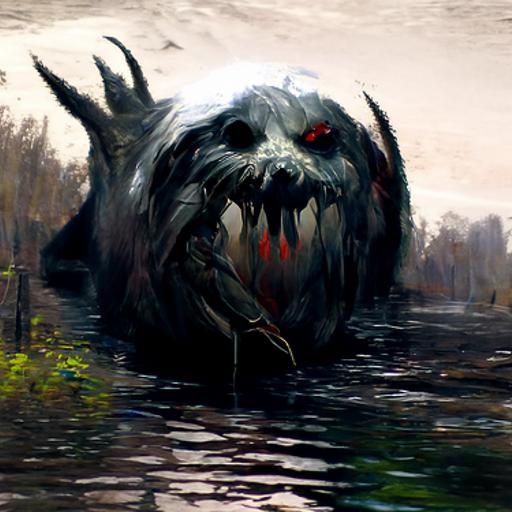 Realistic monster in a river