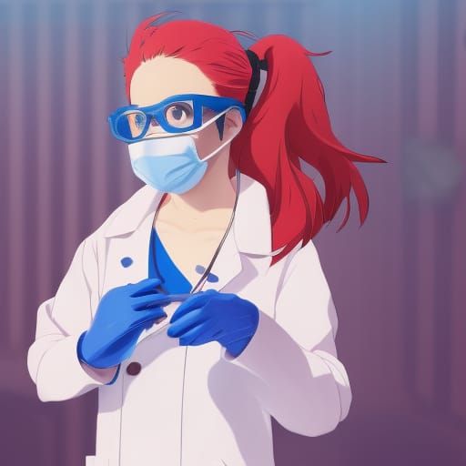 Illustration of a cute female dentist with Red hair wearing ...