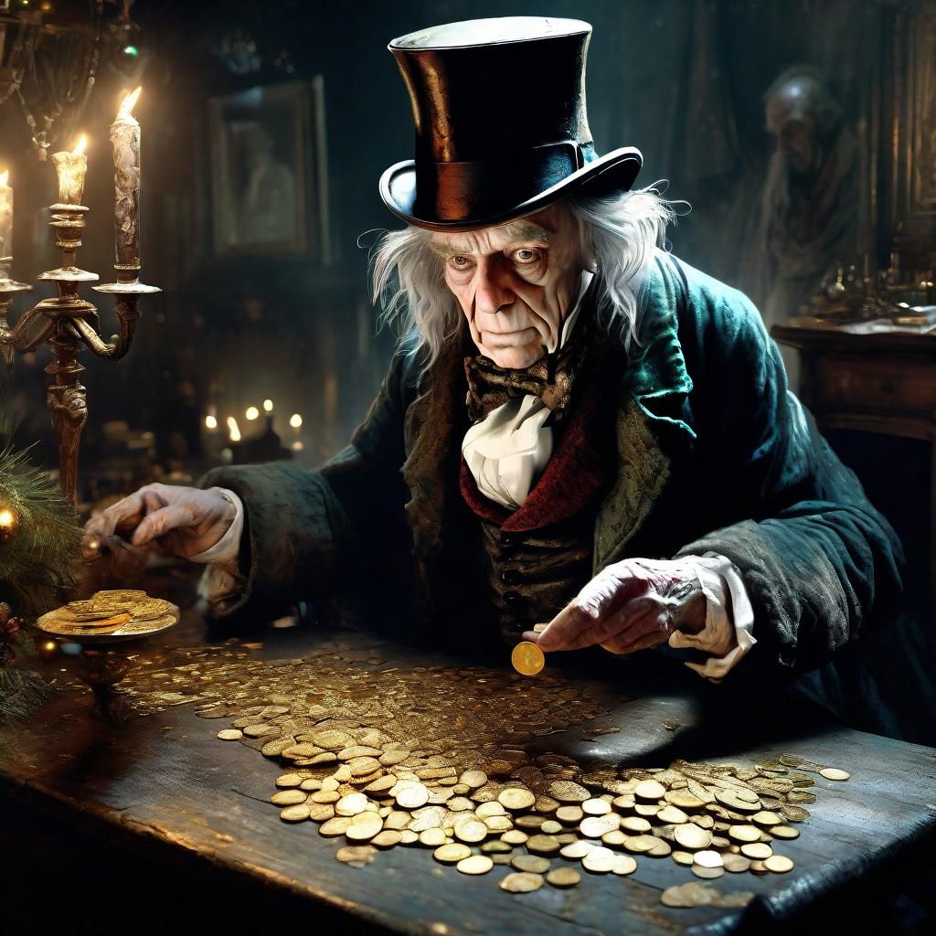 Scrooge counting his gold
