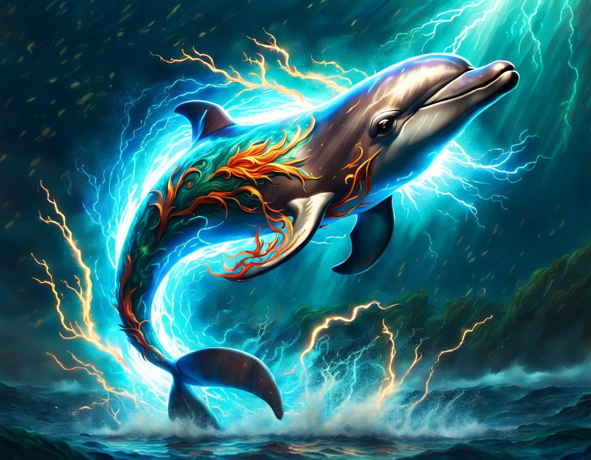 Electric dolphin AI Generated Artwork NightCafe Creator