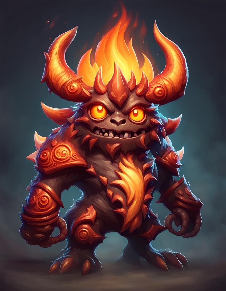 fire element monster, Cute monster, card game design ideas, art work ...