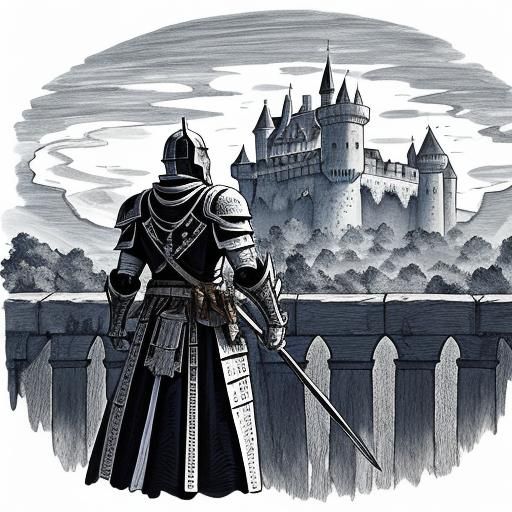 Knight watching the castle from afar