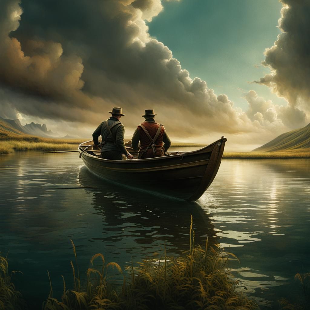 Two men in a boat