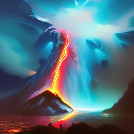 Neon Volcano - AI Generated Artwork - NightCafe Creator