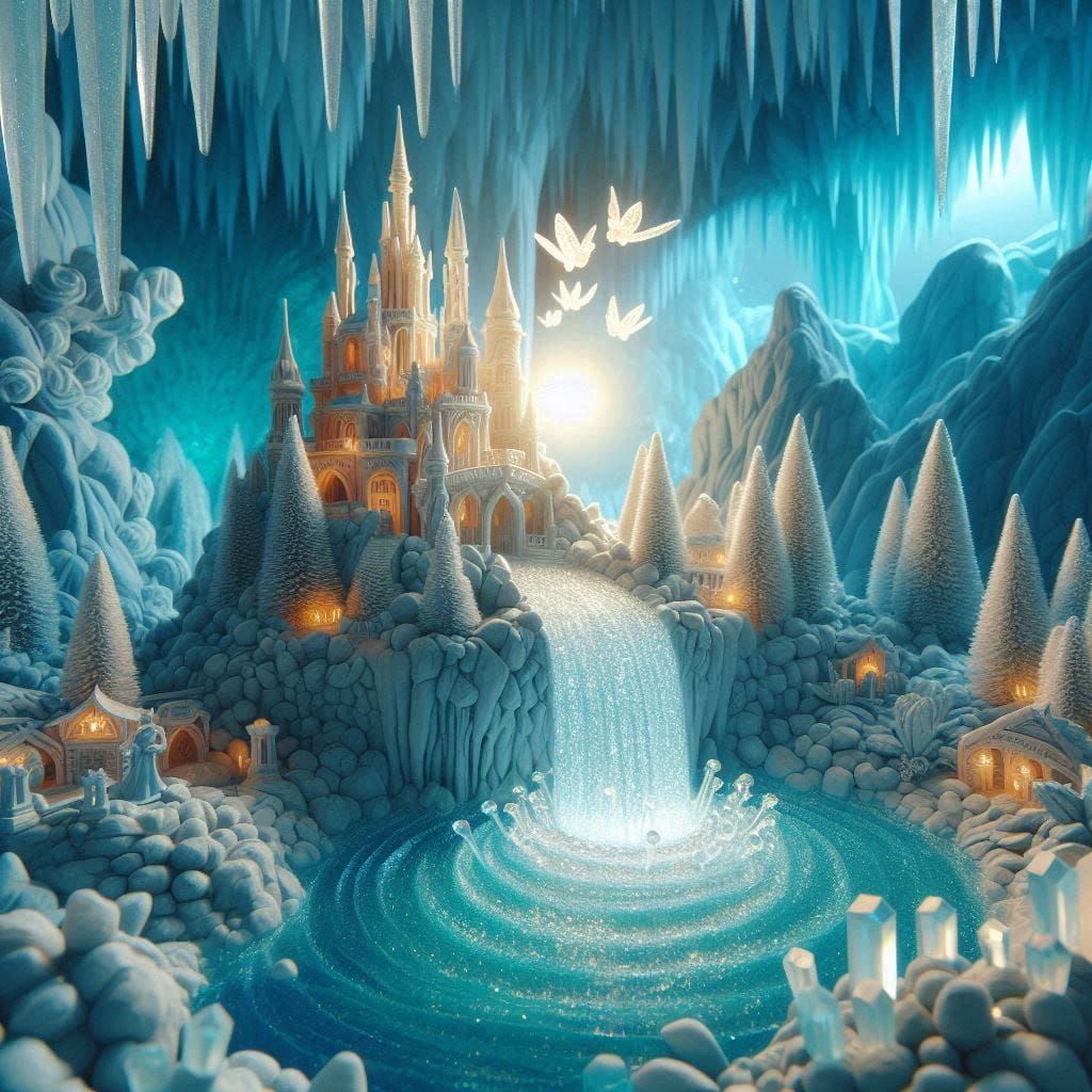 6 magical sparkling Waterfall in a crystal mountain pic 2