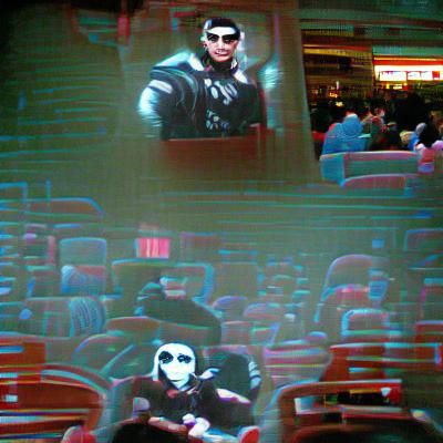 80s 3D glasses punisher in the movie theater next to China t...