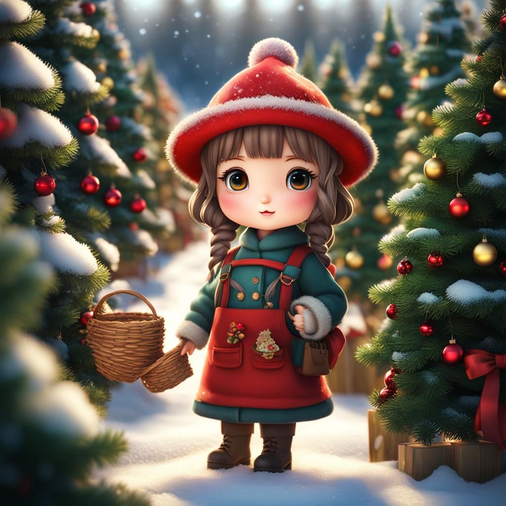 Farmer Girl Selling Christmas Trees🎄🎄(2)