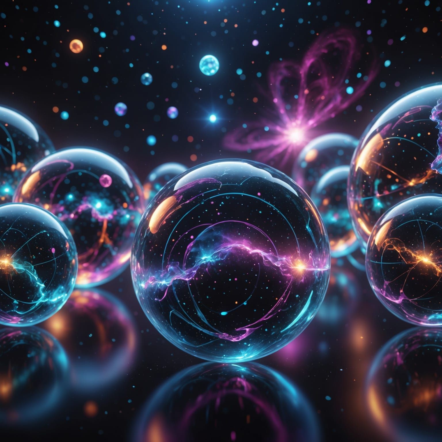 spheres 8k resolution holographic astral cosmic translucent