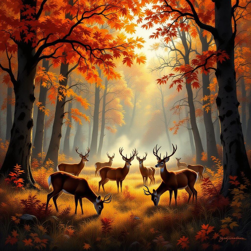 Elegant Deer in Vibrant Autumn Forest