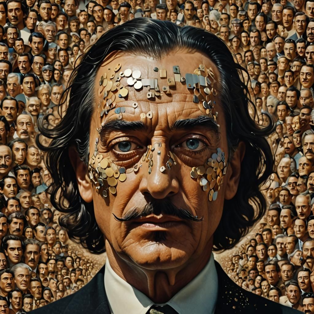 pixel art un visage fait de photo de visages
