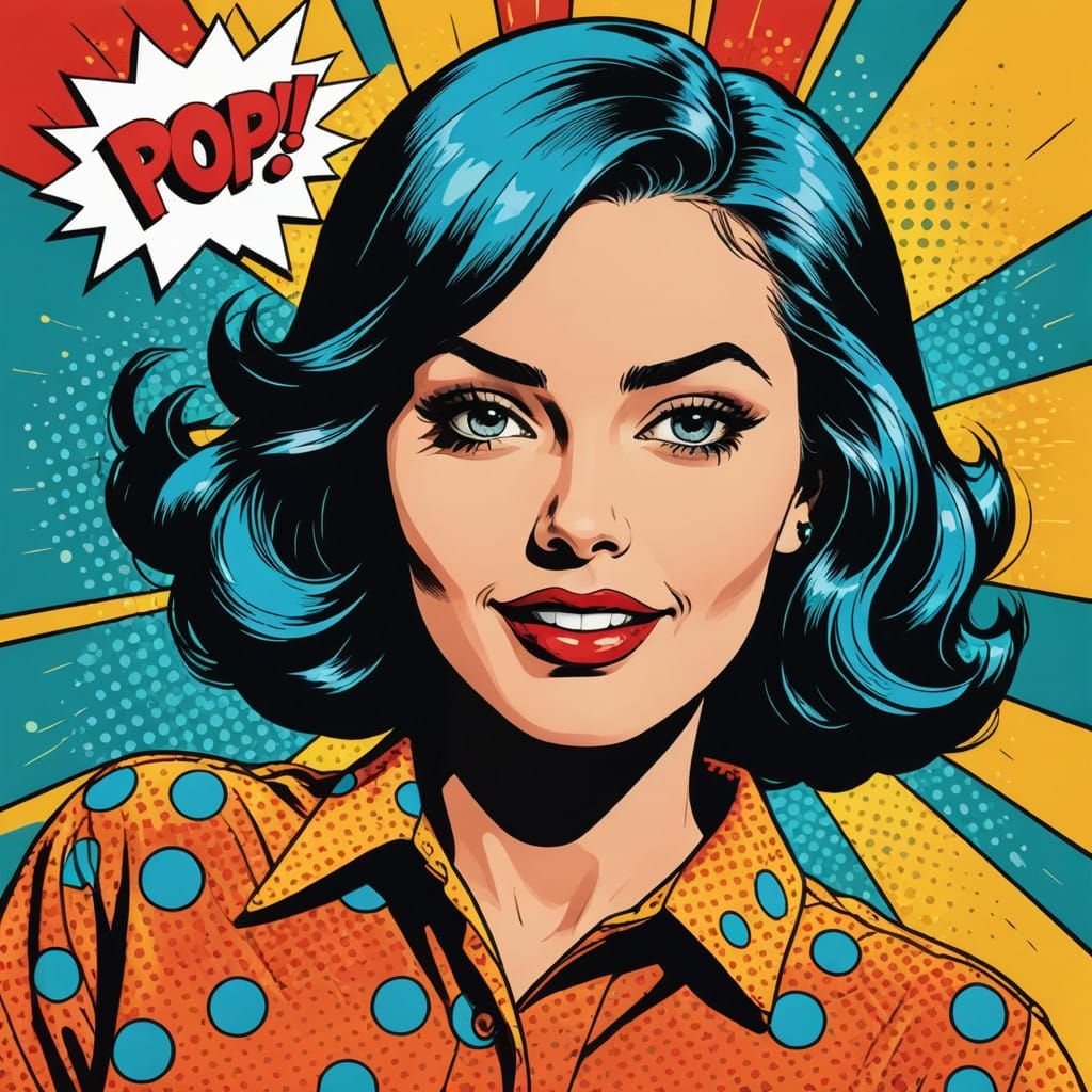 Stunning Pop Art Model in Whimsical Comic Book Style
