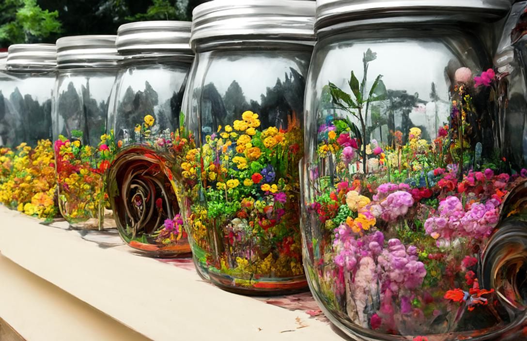 Jars of Flowers I