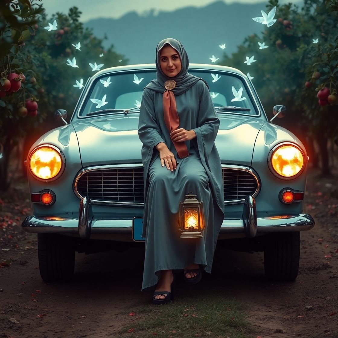 Pose with restored Vintage car