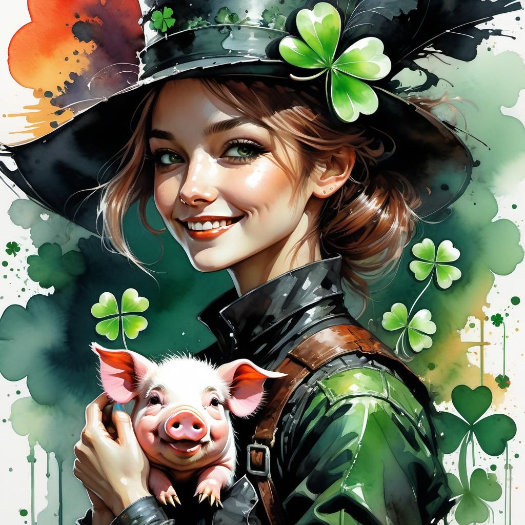 chimney sweep with lucky pig  by @Dragondrummer
