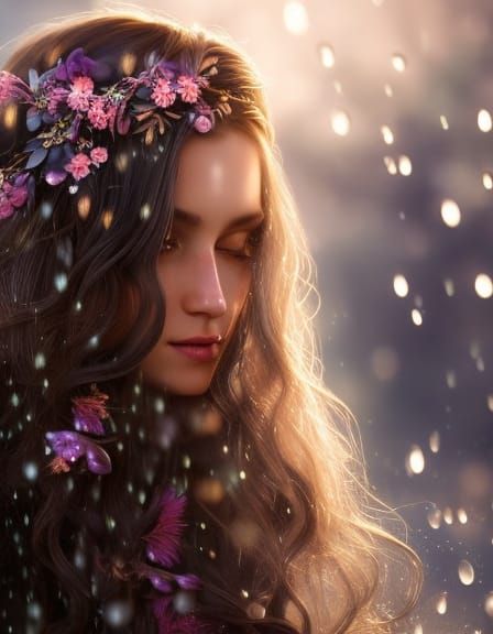 Fairy in the spring rain - AI Generated Artwork - NightCafe Creator