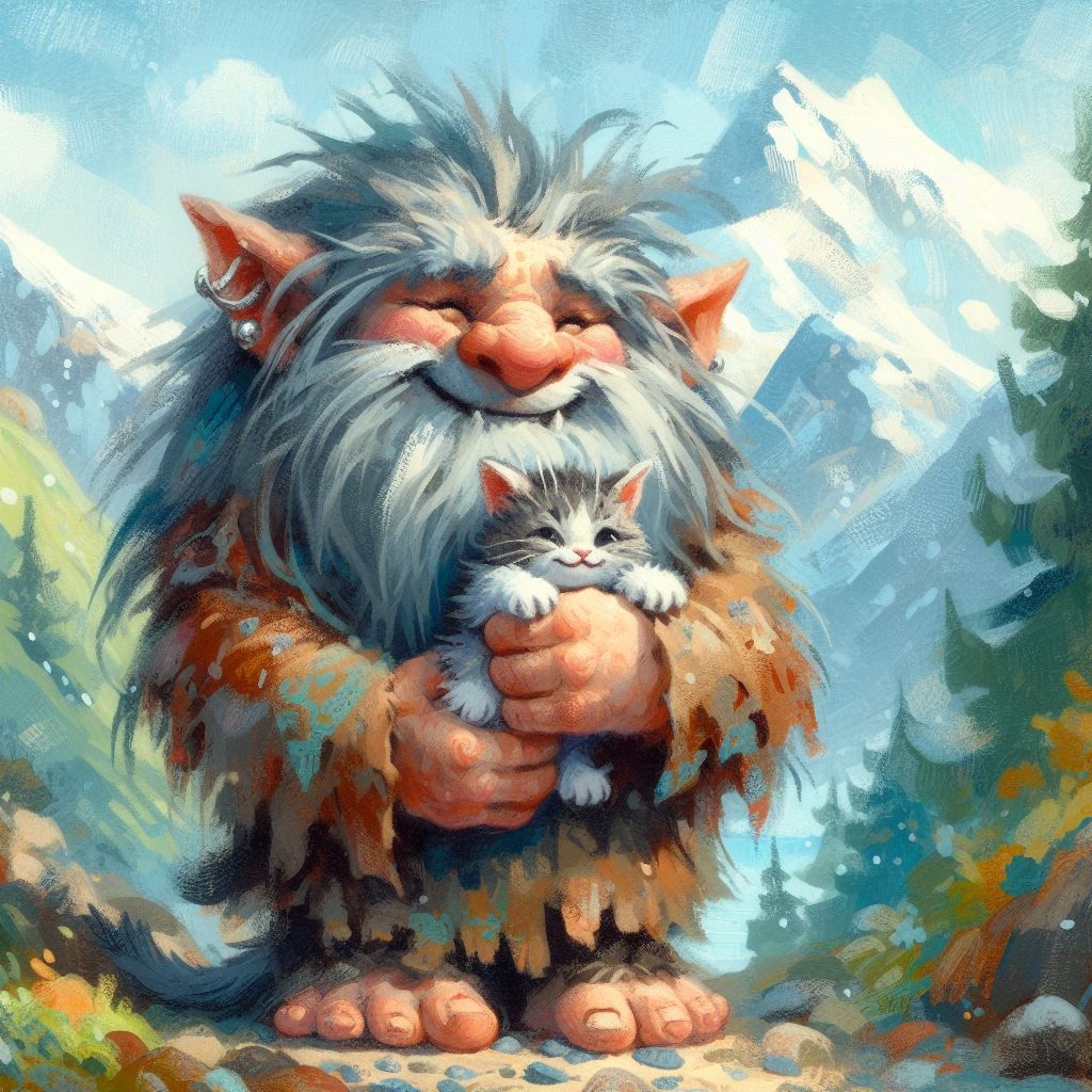 Troll loves his kitty